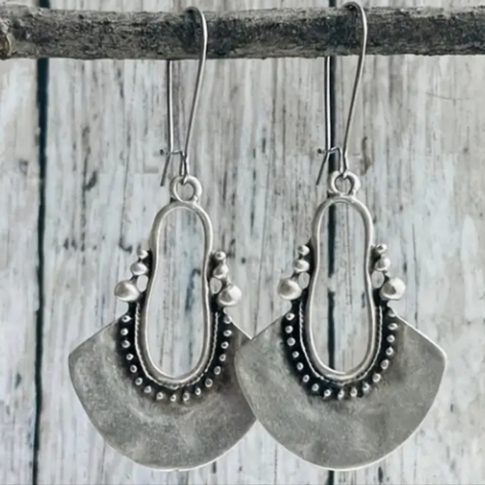 Silvertone Dangle Earrings - Picture 4 of 4